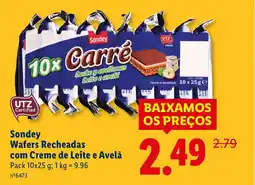 Lidl Sondey Wafers Recheadas com Creme de Leite e Avelã promoção