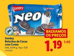 Lidl Sondey Bolachas de Cacau com Creme promoção
