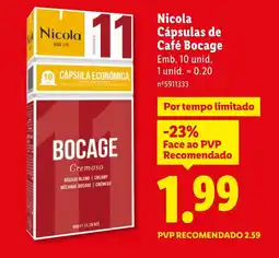 Lidl Nicola Cápsulas de Café Bocage promoção
