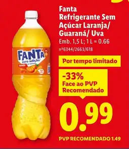 Lidl Fanta Refrigerante Sem Açúcar promoção
