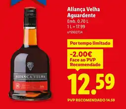 Lidl Aliança Velha Aguardente promoção