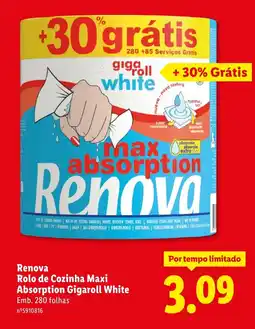 Lidl Renova Rolo de Cozinha Maxi Absorption Gigaroll White promoção