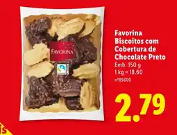 Lidl Favorina Biscoitos com Cobertura de Chocolate Preto promoção