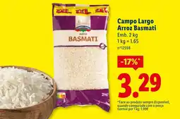 Lidl Campo Largo Arroz Basmati promoção