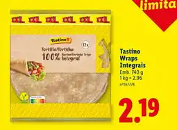 Lidl Tastino Wraps Integrais promoção