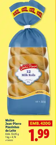 Lidl Maitre Jean-Pierre Pãezinhos de Leite promoção