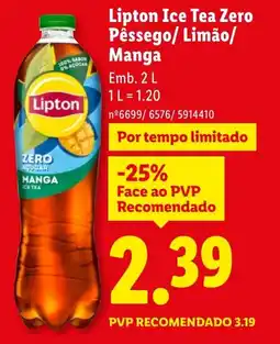 Lidl Lipton Ice Tea Zero Pêssego/ Limão/ Manga promoção