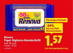 Lidl Renova Papel Higiénico Húmido Refill promoção