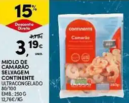 Continente Miolo de camarão selvagem continente promoção