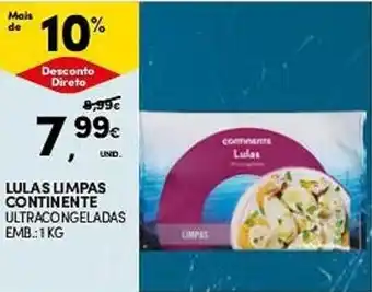 Continente Lulas limpas continente ultracongeladas promoção