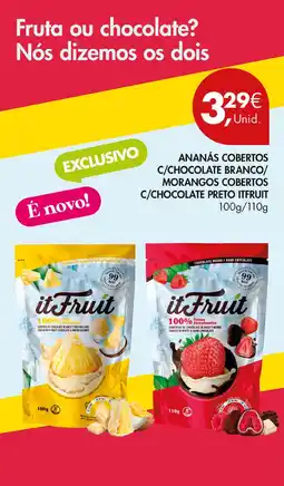 Pingo Doce Ananás cobertos c/chocolate branco/ morangos cobertos c/chocolate preto itfruit promoção