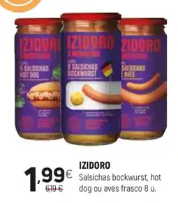 Coviran IZIDORO Salsichas bockwurst, hot dog ou aves frasco 8 u. promoção
