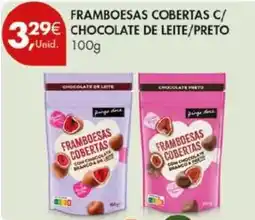 Pingo Doce Framboesas cobertas c/ chocolate de leite/preto promoção