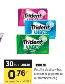 Coviran Trident Pastilha elástica vibes spearmint, peppermint ou framboesa promoção