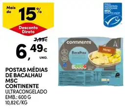 Continente Postas médias de bacalhau msc continente ultracongelado promoção