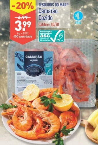 ALDI Tesouros Do Mar Camarão Cozido 60/80 450g promoção