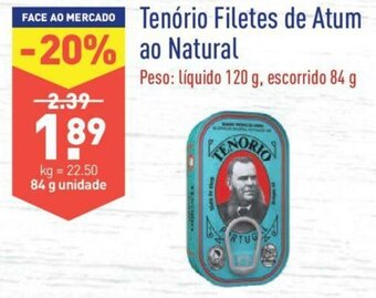 ALDI Tenório Filetes de Atum ao Natural 84g promoção