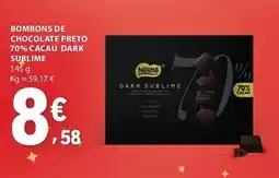 E.Leclerc Bombons de chocolate preto 70% cacau dark sublime promoção
