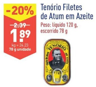 ALDI Tenório Filetes de Atum em Azeite 78g promoção