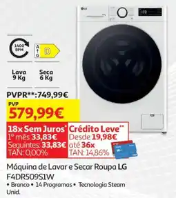 Auchan Máquina de Lavar e Secar Roupa LG F4DR509S1W promoção