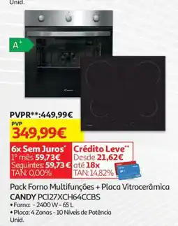 Auchan Pack Forno Multifunções + Placa Vitrocerâmica CANDY PC127XCH64CCBS promoção