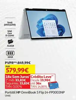 Auchan Portátil HP OmniBook 5 Flip 14-FP0003NP promoção