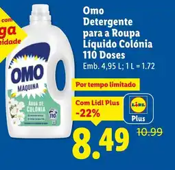 Lidl Omo Detergente para a Roupa Líquido Colónia 110 Doses promoção