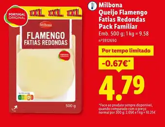 Lidl Milbona Queijo Flamengo Fatias Redondas Pack Familiar promoção