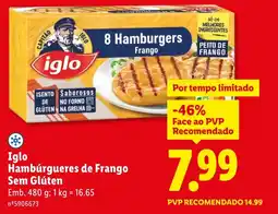Lidl Iglo Hambúrgueres de Frango Sem Glúten promoção