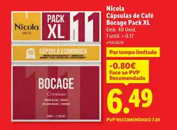 Lidl Nicola Cápsulas de Café Bocage Pack XL promoção