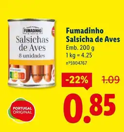 Lidl Fumadinho Salsicha de Aves promoção