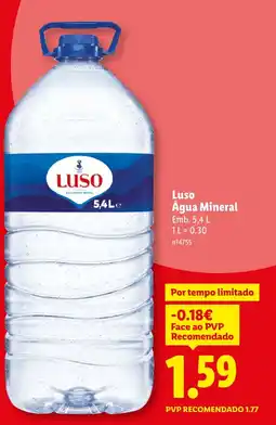 Lidl Luso Água Mineral promoção