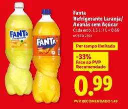 Lidl Fanta Refrigerante Laranja/ Ananás sem Açúcar Cada promoção
