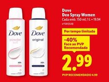Lidl Dove Deo Spray Women promoção