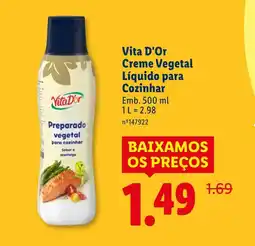 Lidl Vita D'Or Creme Vegetal Líquido para Cozinhar promoção