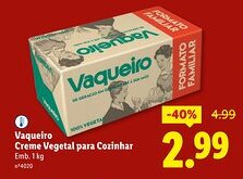 Lidl Vaqueiro Creme Vegetal para Cozinhar promoção
