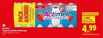 Lidl Actimel Iogurte Líquido de Morango promoção