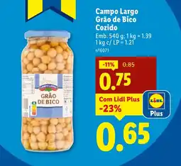 Lidl Campo Largo Grão de Bico Cozido promoção