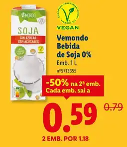 Lidl Vemondo Bebida de Soja 0% promoção