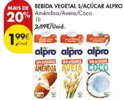 Pingo Doce Bebida vegetal s/açúcar alpro promoção