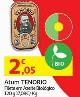 Auchan Atum tenório:filete azeite bio 120g promoção
