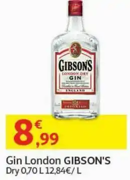 Auchan Gin london gibson's:dry 0,70 l promoção