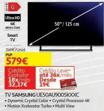 Tv samsung ue50au9005kxxc ecrã: 50"/125 cm; smart tv; 4k classe: g; dynamic crystal color; crystal processor 4k; motion xcele