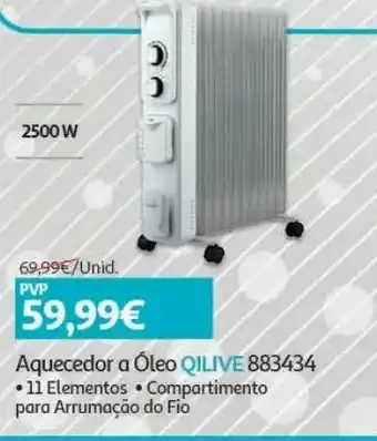 Auchan Aquecedor a óleo qilive 883434 2500w- 11 elementos- compartimento para arrumação do fio. promoção