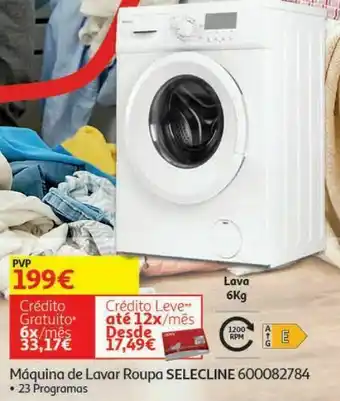 Auchan Máquina lavar roupa selecline 600082784 6kg ;1200rpm- classe e; 23 programas promoção