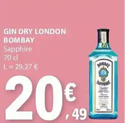 E.Leclerc Gin dry london bombay sapphire promoção
