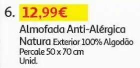 Auchan Almofada antialérgica natura:ext 100% alg percale 50x70cm promoção