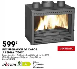 Bricomarché Recuperador de calor a lenha "700c" promoção