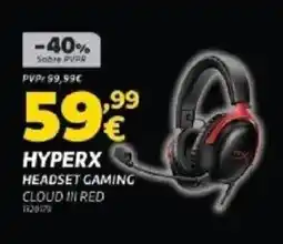 Radio Popular Hyperx headset gaming cloud in red promoção