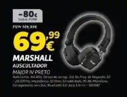 Radio Popular Marshall auscultador major iv preto promoção